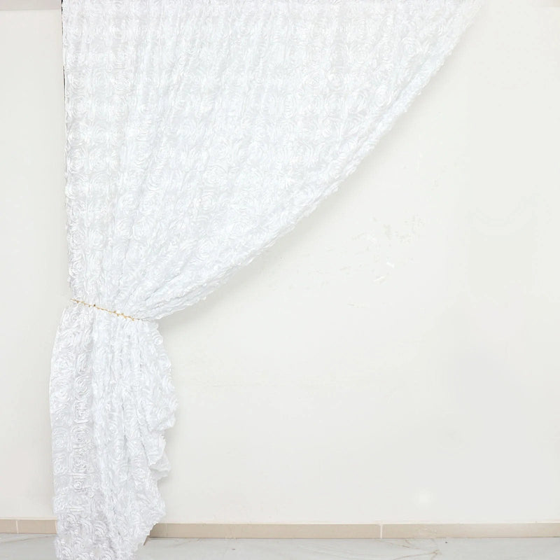 8 ft x 8 ft Satin Rosette Backdrop Curtain Photo Booth Decorations