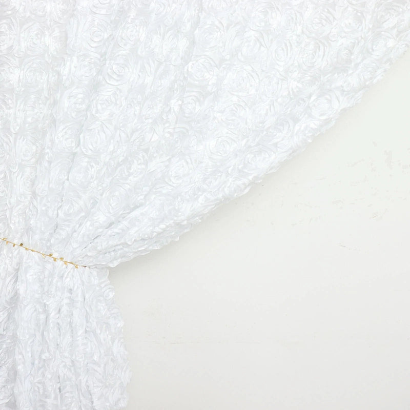 8 ft x 8 ft Satin Rosette Backdrop Curtain Photo Booth Decorations