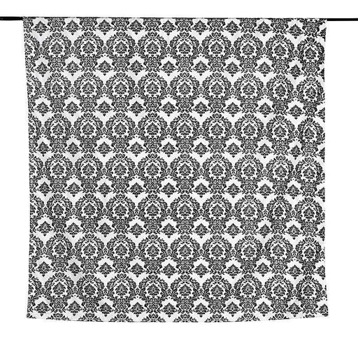 8 ft x 8 ft Taffeta Damask Flocking Backdrop Curtain Drape Panel - White and Black BKDPFLK_8X8_BLK