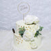 8" Happy Birthday Cake Topper Set with Silk Rose Flowers - Gold and Blush CAKE_TOP_010_GOLD