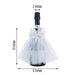 8" long Dress Wine Koozie Bottle Cover with Floral Satin Ribbon - White GOB_SLV_003