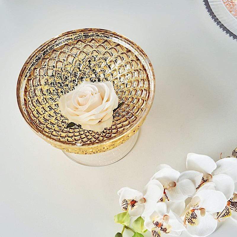 8" Mercury Glass Compote Vase Bowl Centerpiece