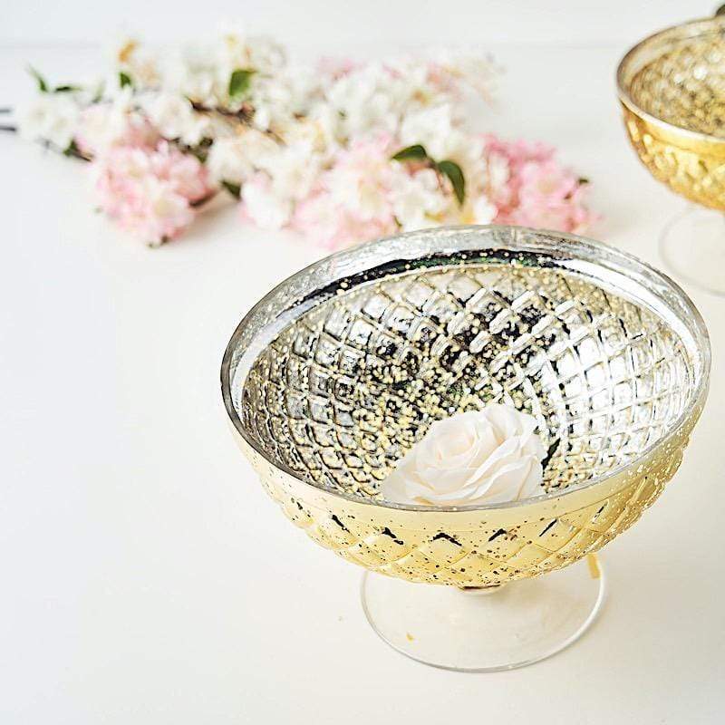 8" Mercury Glass Compote Vase Bowl Centerpiece