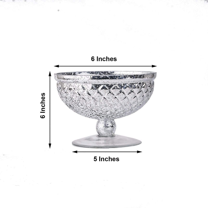 8" Mercury Glass Compote Vase Bowl Centerpiece