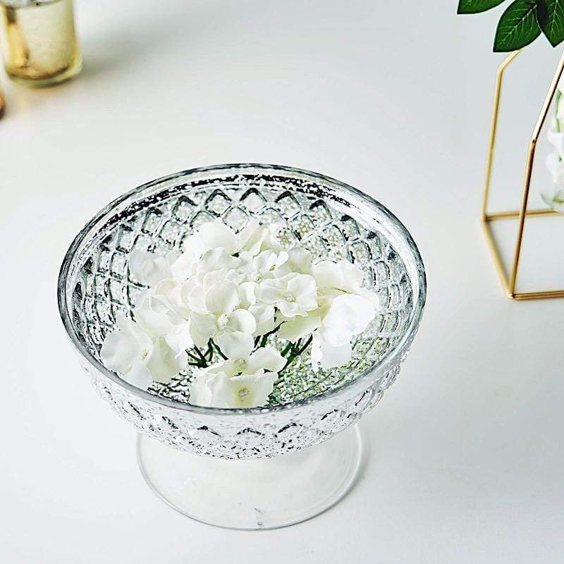8" Mercury Glass Compote Vase Bowl Centerpiece
