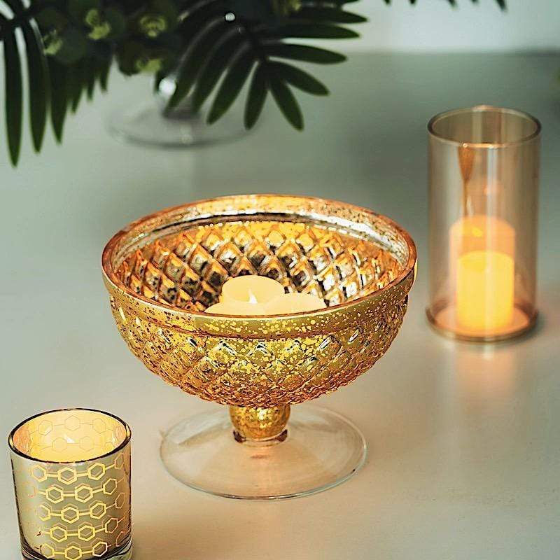 8" Mercury Glass Compote Vase Bowl Centerpiece