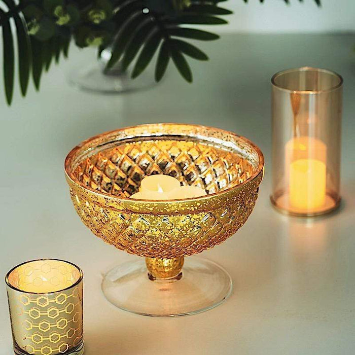 8" Mercury Glass Compote Vase Bowl Centerpiece