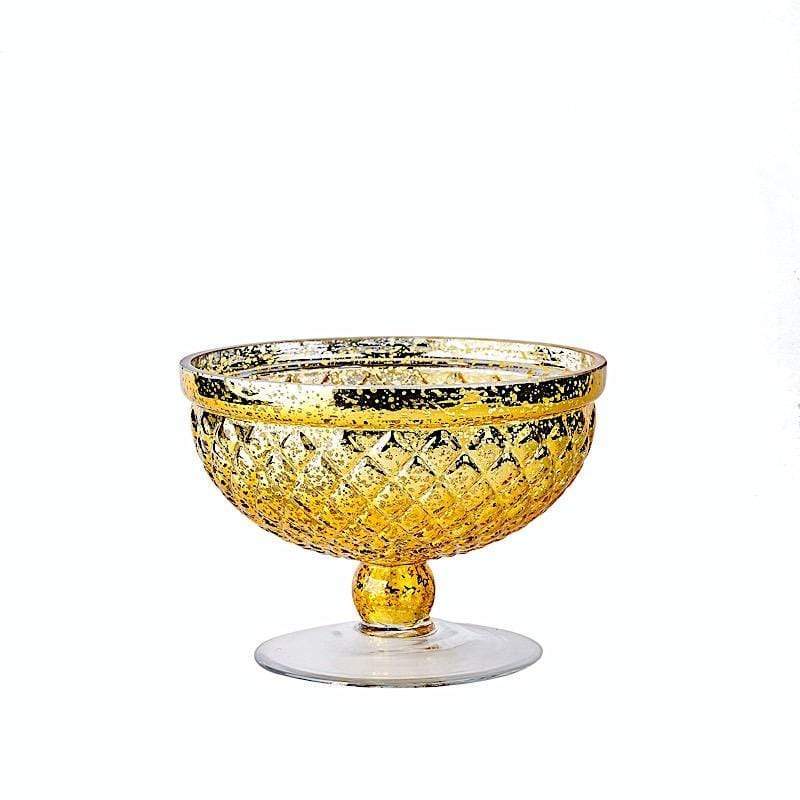 8" Mercury Glass Compote Vase Bowl Centerpiece - Gold VASE_PB001_8_GOLD