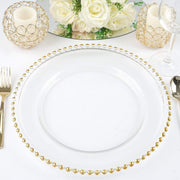 8 pcs 12" Round Gold Rim Glass Charger Plates - Clear with Gold CHRG_4239_GOLD