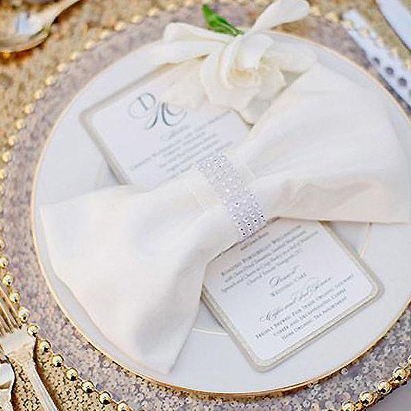 8 pcs 12" Round Gold Rim Glass Charger Plates - Clear with Gold CHRG_4239_GOLD