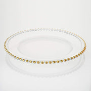 8 pcs 12" Round Gold Rim Glass Charger Plates - Clear with Gold CHRG_4239_GOLD