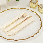8 pcs 13" Glass Charger Plates with Scalloped Edges Design - Clear and Gold CHRG_GLAS0008_GOLD