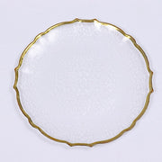 8 pcs 13" Glass Charger Plates with Scalloped Edges Design - Clear and Gold CHRG_GLAS0008_GOLD