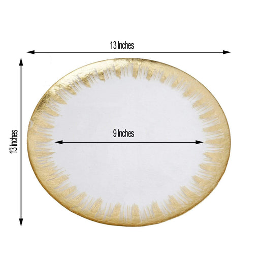 8 pcs 13" Round Glass Charger Plates - Clear with Gold Spray Rim CHRG_GLAS0003_GOLD