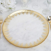 8 pcs 13" Round Glass Charger Plates - Clear with Gold Spray Rim CHRG_GLAS0003_GOLD