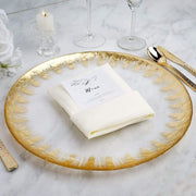 8 pcs 13" Round Glass Charger Plates - Clear with Gold Spray Rim CHRG_GLAS0003_GOLD