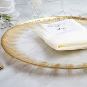 8 pcs 13" Round Glass Charger Plates - Clear with Gold Spray Rim CHRG_GLAS0003_GOLD