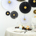 8 pcs Paper Fans Wall Backdrop Decorations - Black/White/Gold PAP_FAN_007_GOLD