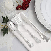 8 Silver Forks Spoons and Knives sets - Disposable Tableware PLST_YY03_SILV