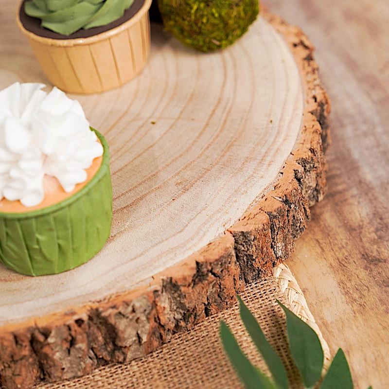 8" tall 2 Tier Round Natural Wooden Stand Dessert Server Centerpiece - Brown CAKE_WOD001_612_NAT