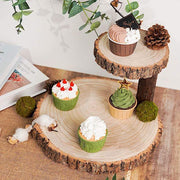 8" tall 2 Tier Round Natural Wooden Stand Dessert Server Centerpiece - Brown CAKE_WOD001_612_NAT