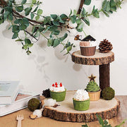 8" tall 2 Tier Round Natural Wooden Stand Dessert Server Centerpiece - Brown CAKE_WOD001_612_NAT