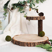 8" tall 2 Tier Round Natural Wooden Stand Dessert Server Centerpiece - Brown CAKE_WOD001_612_NAT