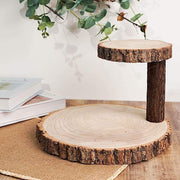 8" tall 2 Tier Round Natural Wooden Stand Dessert Server Centerpiece - Brown CAKE_WOD001_612_NAT