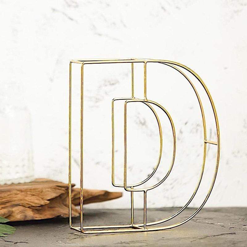 8" tall 3D Metal Wire Gold Letters Signs