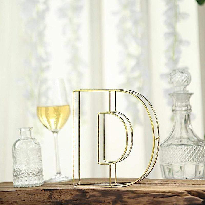 8" tall 3D Metal Wire Gold Letters Signs