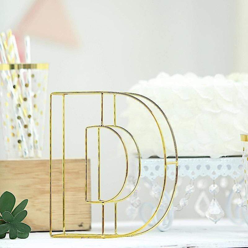 8" tall 3D Metal Wire Gold Letters Signs