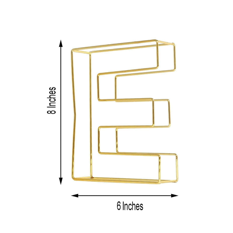 8" tall 3D Metal Wire Gold Letters Signs