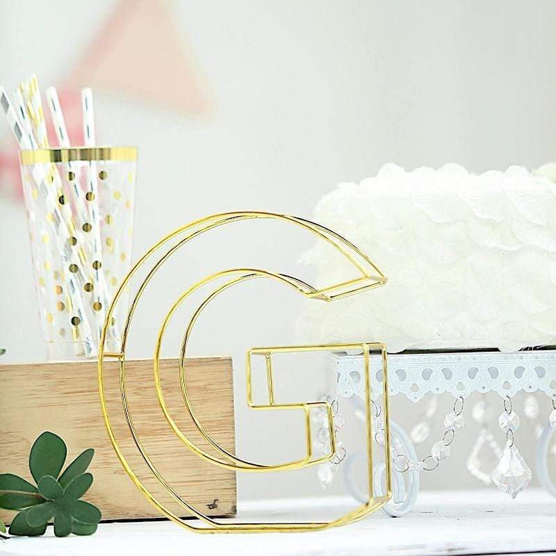 8" tall 3D Metal Wire Gold Letters Signs