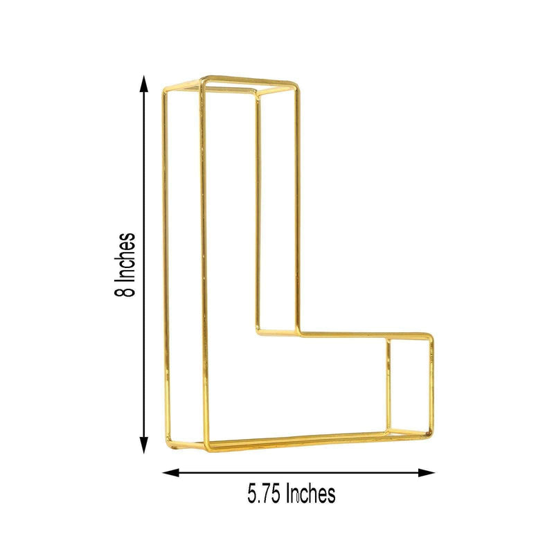 8" tall 3D Metal Wire Gold Letters Signs