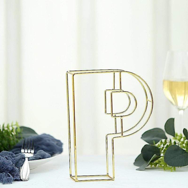8" tall 3D Metal Wire Gold Letters Signs