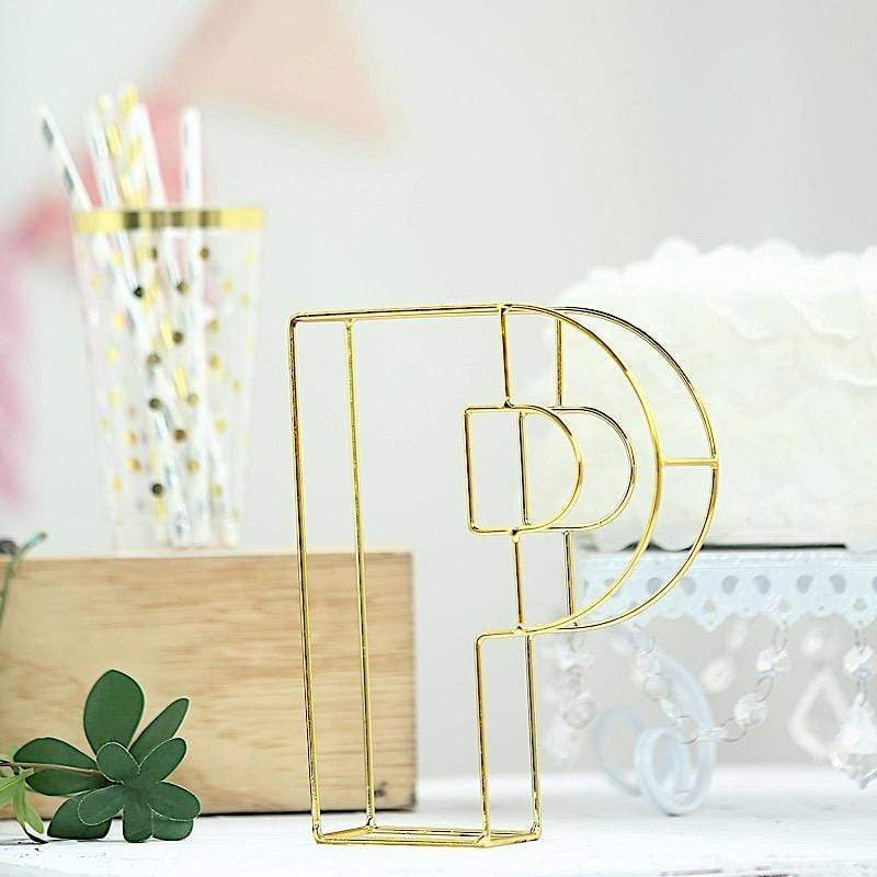 8" tall 3D Metal Wire Gold Letters Signs