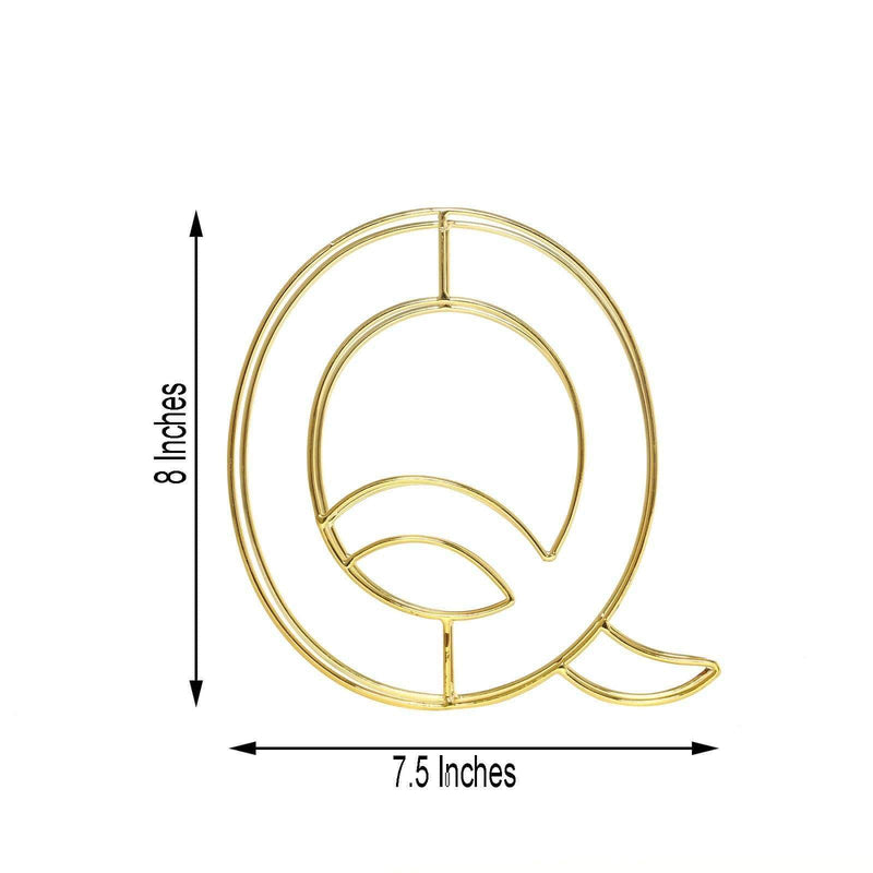 8" tall 3D Metal Wire Gold Letters Signs