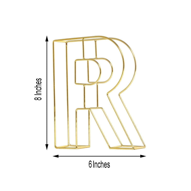 8" tall 3D Metal Wire Gold Letters Signs