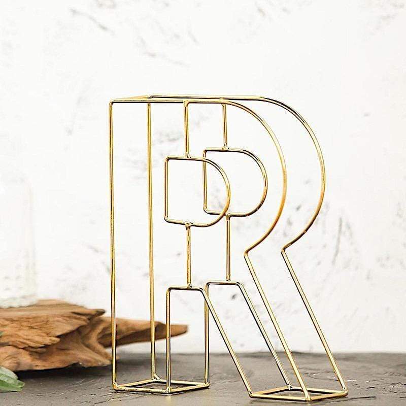 8" tall 3D Metal Wire Gold Letters Signs
