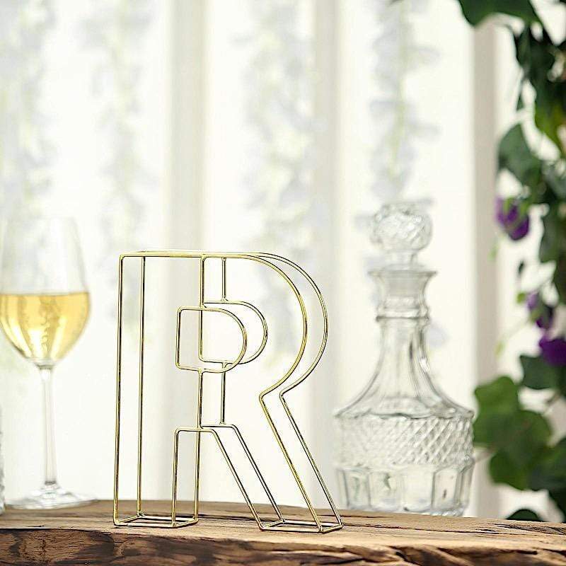 8" tall 3D Metal Wire Gold Letters Signs