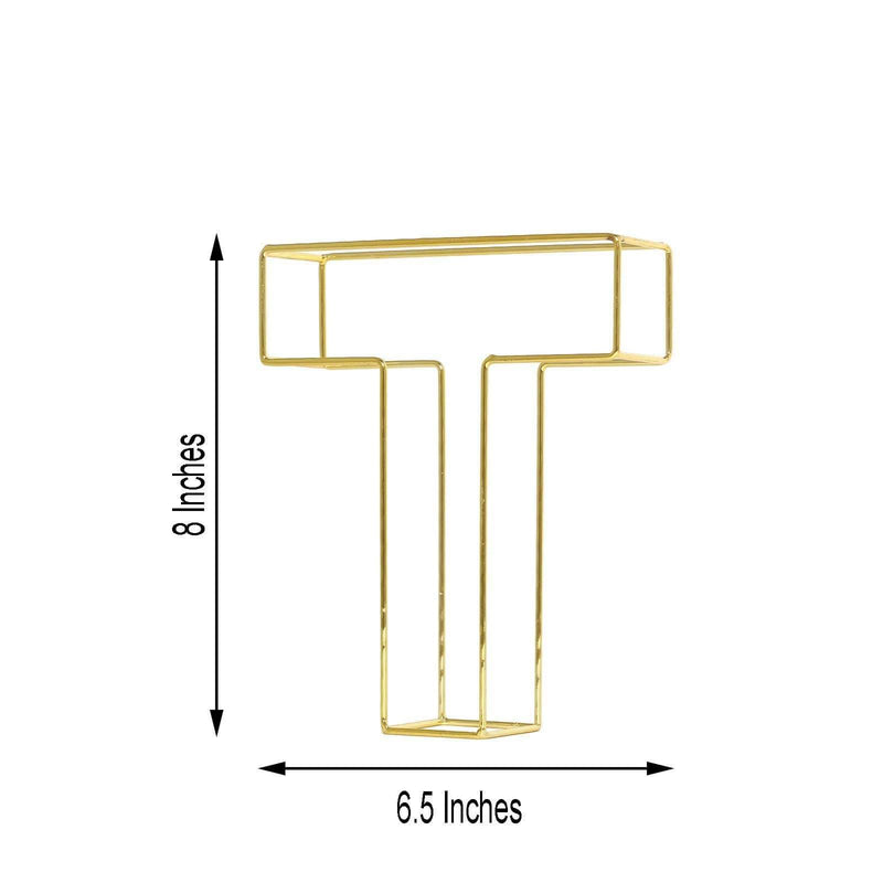 8" tall 3D Metal Wire Gold Letters Signs