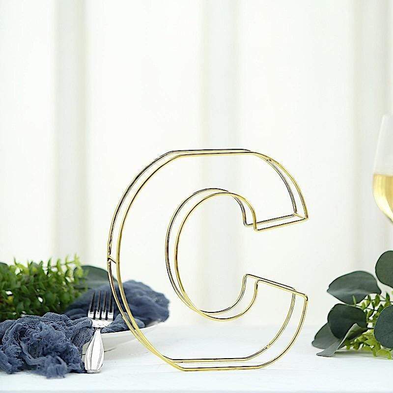 8" tall 3D Metal Wire Gold Letters Signs