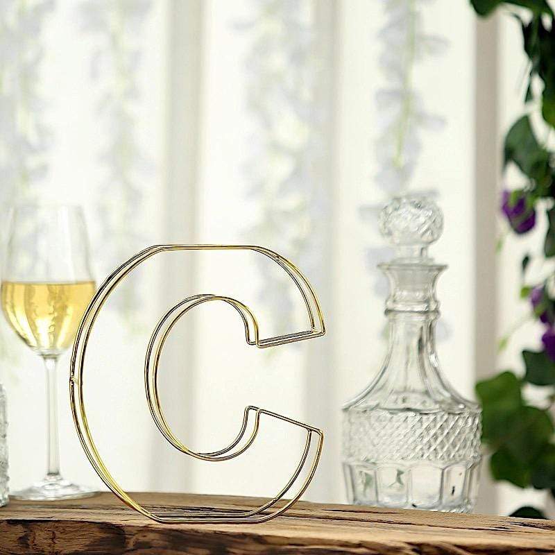 8" tall 3D Metal Wire Gold Letters Signs