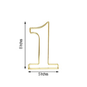 8" tall 3D Metal Wire Gold Number Signs