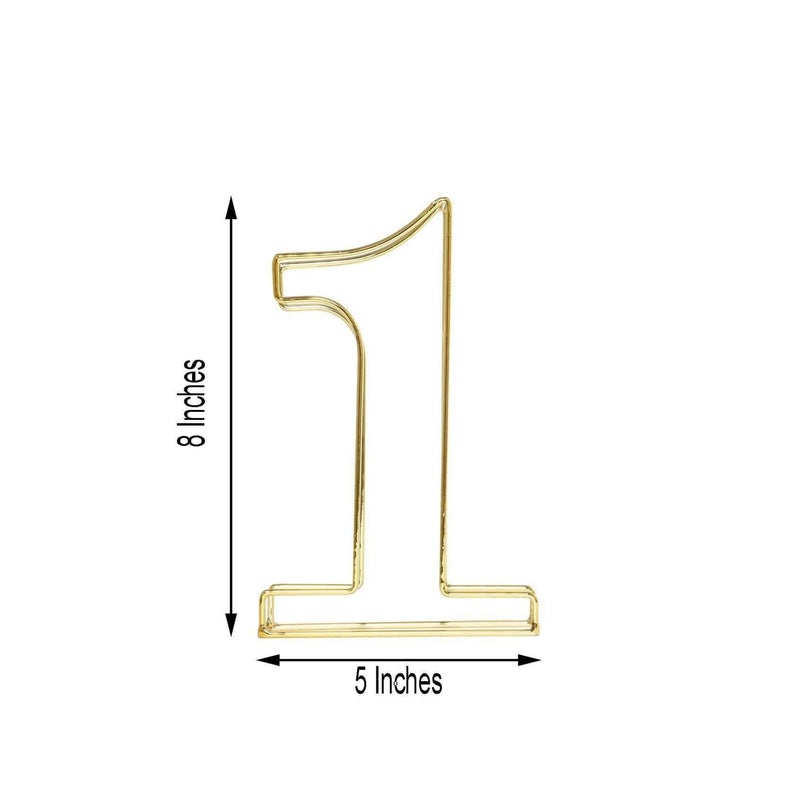 8" tall 3D Metal Wire Gold Number Signs