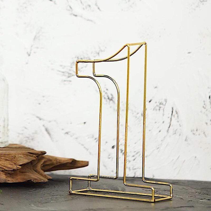 8" tall 3D Metal Wire Gold Number Signs