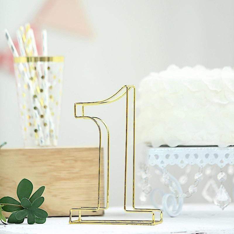 8" tall 3D Metal Wire Gold Number Signs