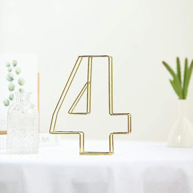 8" tall 3D Metal Wire Gold Number Signs