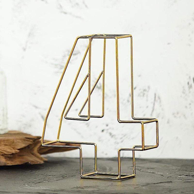 8" tall 3D Metal Wire Gold Number Signs