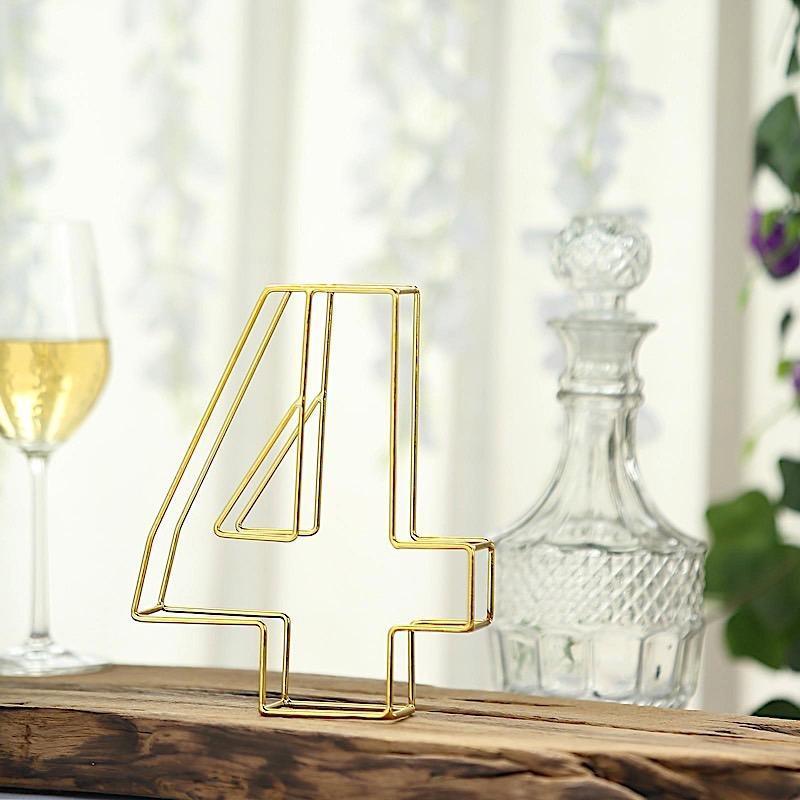 8" tall 3D Metal Wire Gold Number Signs